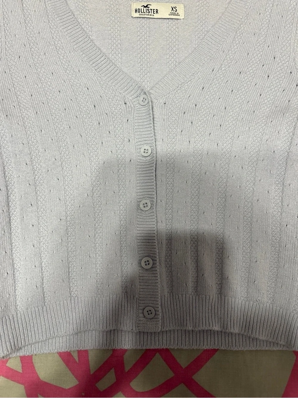 Hollister Light Blue Button Front Cropped Cardigan